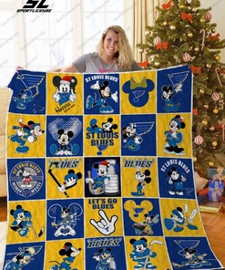 St Louis Blues Mickey Let's Go Blues Quilt Blanket Bedding Set