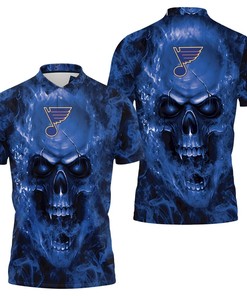 St. Louis Blues Nhl Fans Skull 3D All Over Print Polo Shirt