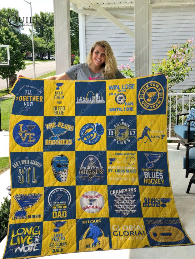 St. Louis Blues Quilt Blanket Bedding Set Fan Gift