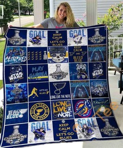 St. Louis Blues Quilt Blanket Bedding Set With Pilliwcase Option