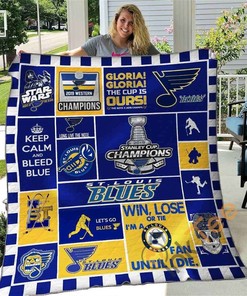 St. Louis Blues Quilt Blanket Bedding Set With Pilliwcases Option For Fans