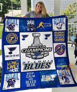St. Louis Blues Quilt Blanket Bedding Set With Pilliwcases Options