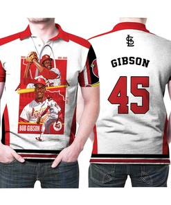 St Louis Cardinals Bob Gibson 45 Great Player Mlb Baseball Team Polo Shirt