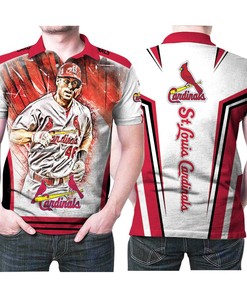 St Louis Cardinals Paul Goldshmidt 46 Legend Player Mlb Baseball Red Background Polo Shirt