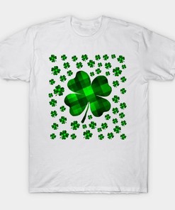 St Patrick's Day Clover Green Checkered Shirt