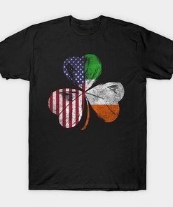 St. Patrick's Day Clover Ireland American Flag Shirt
