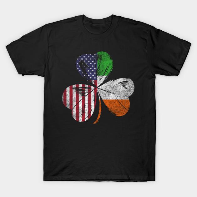 St. Patrick's Day Clover Ireland American Flag Shirt