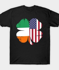 St. Patrick's Day Clover Irish And American Flag Shirt