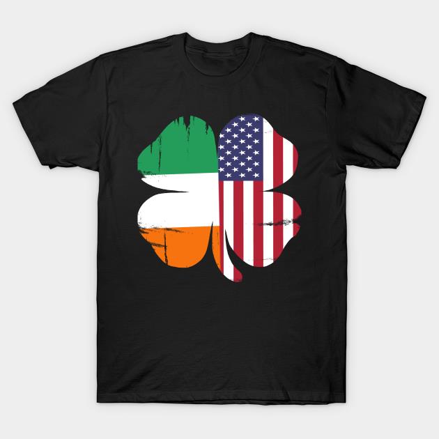St. Patrick's Day Clover Irish And American Flag Shirt