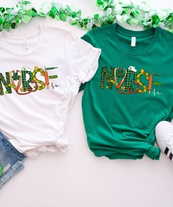 St Patrick's Day Nurse Shirt, Nurse Shamrock Shirt, Lucky Nurse Tshirt, Nurse Stethoscope T-Shirt, Gift For Irish Nurse