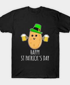 St. Patrick's Day Potato Shamrock Hat And Beer Shirt