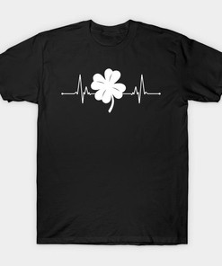 St. Patrick's Day Shamrock Clover Ireland Heartbeat Shirt
