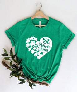St. Patrick's Day Shamrock with Heart Shirt, St. Patricks Day Shirt, Shamrock Shirt, Lucky Shamrock Shirt, Four Leaf Clover Shirt