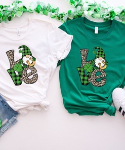 St Patricks Gnome Shirt, Leopard Gnomes Shirt, St Paddys Day Sweatshirt, Irish Gifts For Women, Clover Tshirt