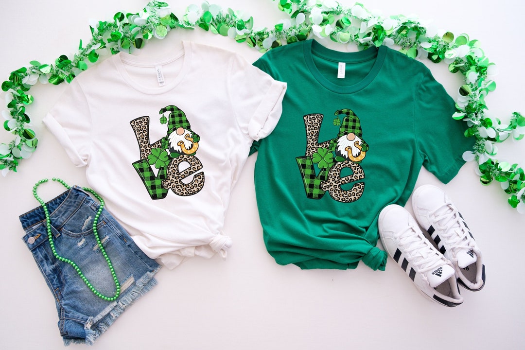 St Patricks Gnome Shirt, Leopard Gnomes Shirt, St Paddys Day Sweatshirt, Irish Gifts For Women, Clover Tshirt
