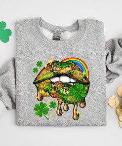 St Patricks Lips Shirt, Leopard Lips Shirt, St Patricks Day Shirt, Irish Day Shirt, Clover Shirt, Women St Paddy Day Shirt