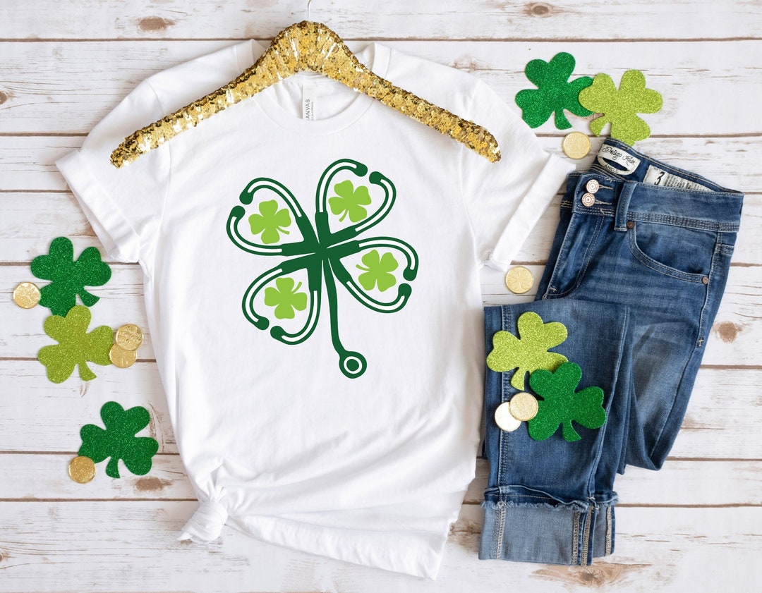 St.Patricks Lucky Nurse Shirt, Nurse Lucky Green, Shamrock Tee, Nurse Stethoscope T-Shirt, Irish Nurse Gift Ideas