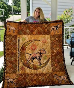 Staffordshire Bull Terrier Moon I Will Sleep With You Every Night Quilt Blanket Bedding Set Great Customized Blanket Gifts For Birthday Christmas Thanksgiving