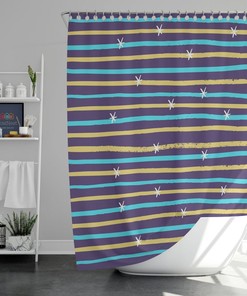 Starry Night Shower Curtain, Boho Star Vertical Line Vintage Retro, House Warming Gift
