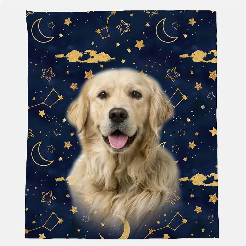 Starry Nights Pet Blanket Dog Is Man's Faithful Friend Pet Lover Gift Sherpa Fleece Blanket Gifts for Family, for Couple