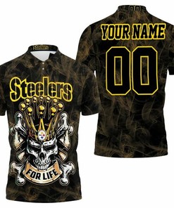 Steelers For Life King Skull Pittsburgh Steelers Personalized 3D All Over Print Polo Shirt