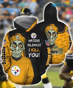Steelers Hoodie 3D Achmed Skull Haters Silence I Kill You Black Gold Pittsburgh Steelers Gift