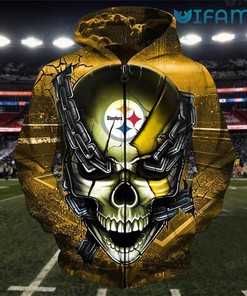 Steelers Hoodie 3D Chained Skull Acrisure Stadium Pittsburgh Steelers Gift