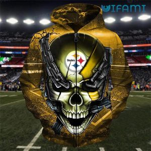 Steelers Hoodie 3D Chained Skull Acrisure Stadium Pittsburgh Steelers Gift - Image 2