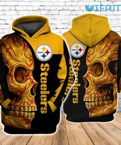 Steelers Hoodie 3D Floral Skull Pittsburgh Steelers Gift