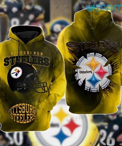 Steelers Hoodie 3D Football Helmet Logo Pittsburgh Steelers Unique Gift