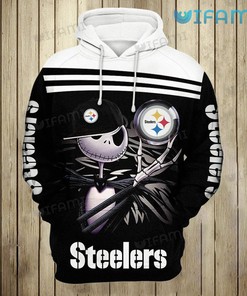 Steelers Hoodie 3D Hat Jack Skellington Holding Logo Pittsburgh Steelers Gift