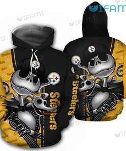 Steelers Hoodie 3D Jack Skellington Zero Logo Halloween Pittsburgh Steelers Gift