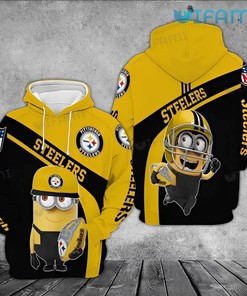 Steelers Hoodie 3D Minions Holding Football Pittsburgh Steelers Gift