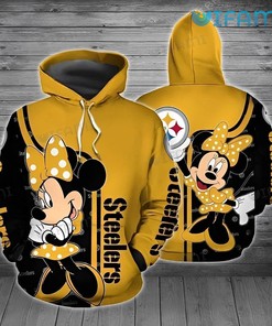 Steelers Hoodie 3D Minnie Mouse Holding Logo Pittsburgh Steelers Gift