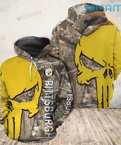 Steelers Hoodie 3D Punisher Skull Logo Pittsburgh Steelers Gift
