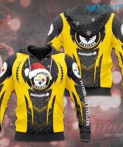 Steelers Hoodie 3D Santa Hat Snow Logo Pittsburgh Steelers Gift