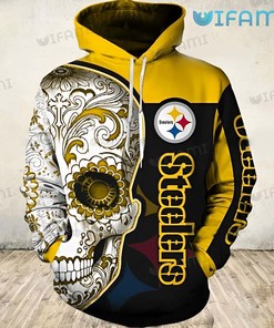 Steelers Hoodie 3D Skull Floral Pattern Pittsburgh Steelers Gift