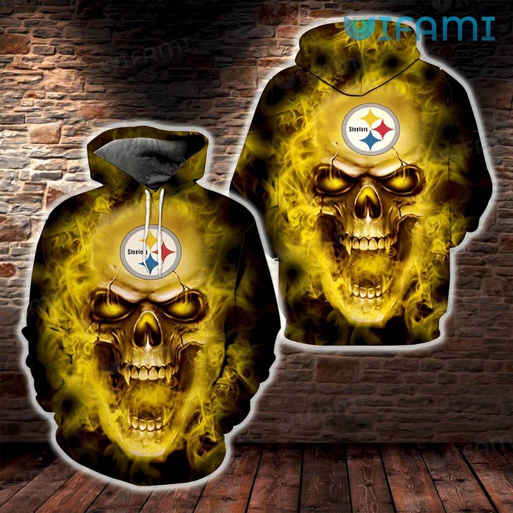 Steelers Hoodie 3D Skull Open Mouth Fire Pittsburgh Steelers Gift ...