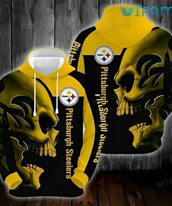 Steelers Hoodie 3D Skull Open Mouth Pittsburgh Steelers Gift