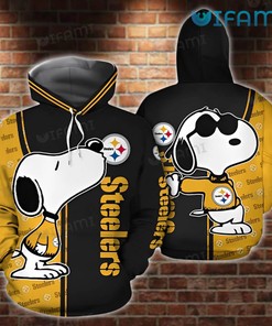 Steelers Hoodie 3D Snoopy Black Gold Pittsburgh Steelers Gift