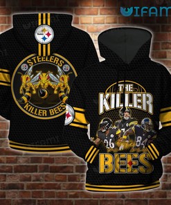 Steelers Hoodie 3D The Killer Bees Signatures Logo Pittsburgh Steelers Gift