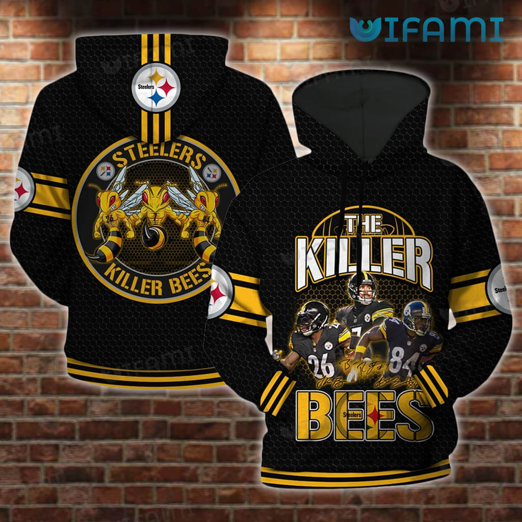 Steelers Hoodie 3D The Killer Bees Signatures Logo Pittsburgh Steelers