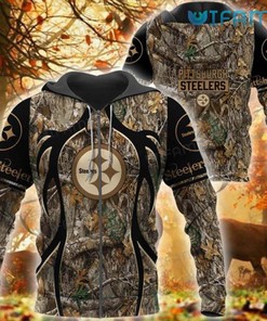 Steelers Hoodie 3D Tree Covered Camo Hunting Pittsburgh Steelers Unique Gift