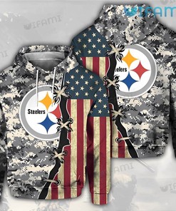 Steelers Hoodie 3D USA Flag Camo Pattern Stitches Pittsburgh Steelers Gift