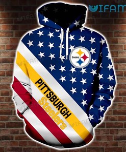 Steelers Sideline Hoodie 3D American Flag Pattern Pittsburgh Steelers Gift