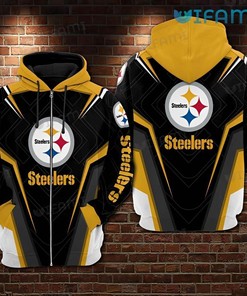 Steelers Zip Up Hoodie 3D Color Block All Over Print Pittsburgh Steelers Gift