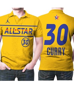 Stephen Curry #30 Nba Warriors 2021 All Star Western Conference Gold Jersey Style 3D All Over Print Polo Shirt