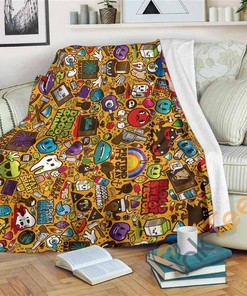 Sticker Bomb Sherpa Blanket Fleece Blanket Gift