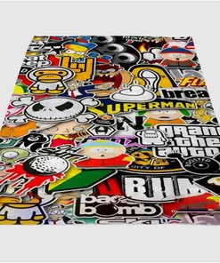 Sticker Bomb Sherpa Fleece Blanket Gifts for Family, for Couple