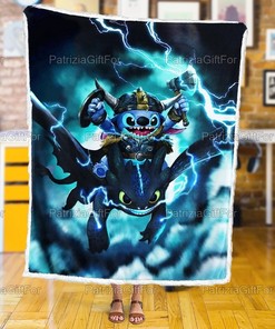 Stitch And Toothless Lover Cute Fleece Blanket
